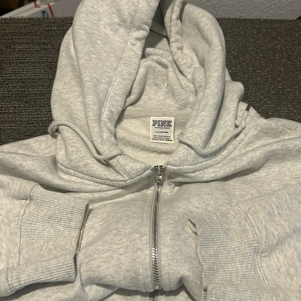 PINK Victoria's Secret Light Gray Zip-Up Men's Sweater